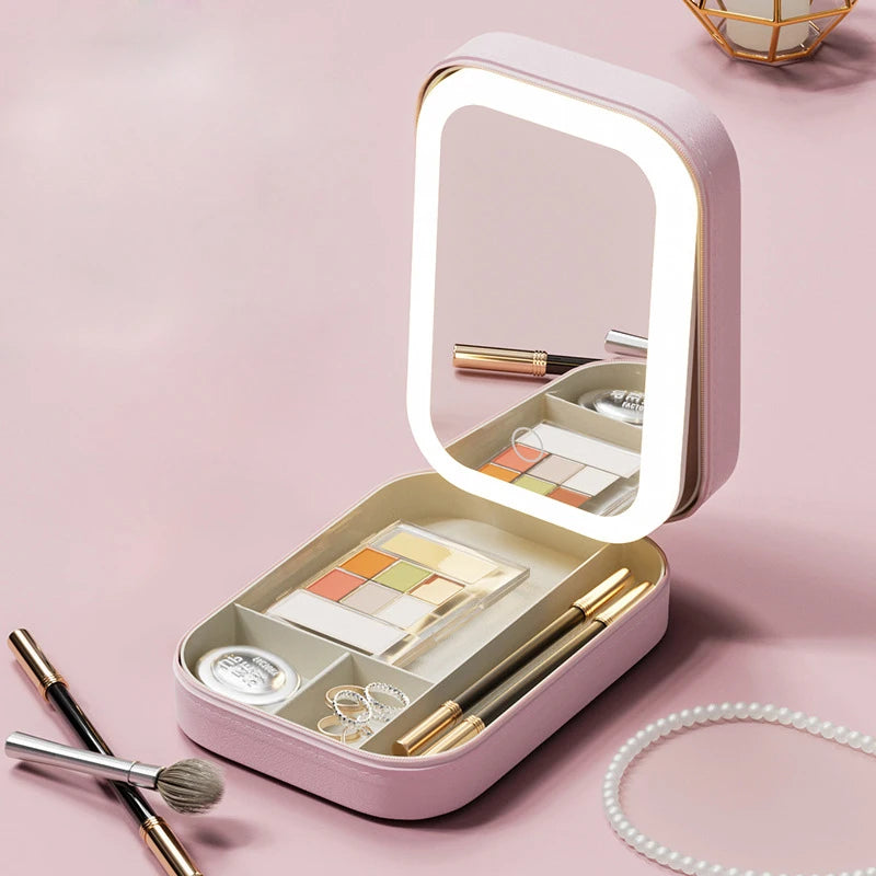 COSMETIQUERA PORTÁTIL CON ESPEJO DE MAQUILLAJE LED®